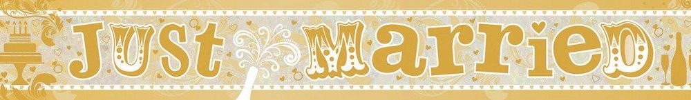Banner Holographic Just Married - party supplies australia