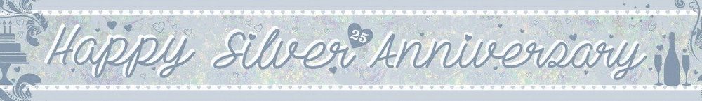 Banner Holographic Silver Anniversary - party supplies australia
