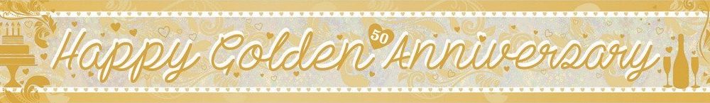 Banner Holographic Golden Anniversary - party supplies australia