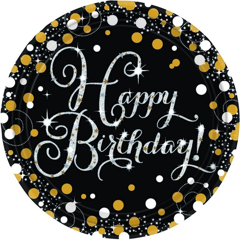 Sparkling Celebration Happy Birthday 23cm Prismatic Plates - party supplies australia