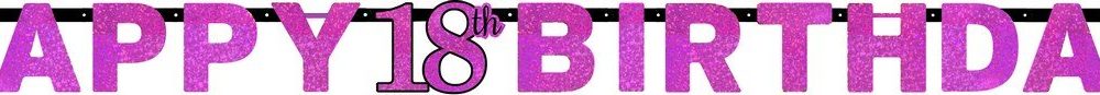 Pink Celebration 18 Prismatic Letter Banner - party supplies australia