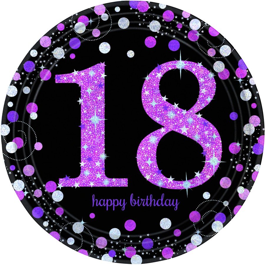 Pink Celebration 18 23cm Prismatic Plates - party supplies australia