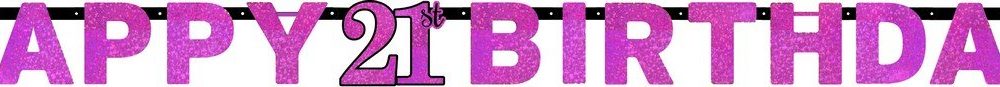 Pink Celebration 21 Prismatic Letter Banner - party supplies australia