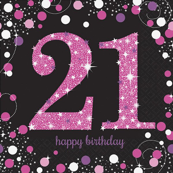 Pink Celebration 21 Lunch Napkins - party supplies australia