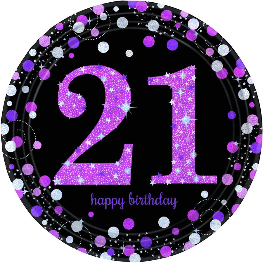 Pink Celebration 21 23cm Prismatic Plates - party supplies australia