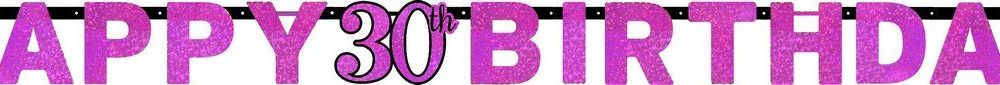 Pink Celebration 30 Prismatic Letter Banner - party supplies australia