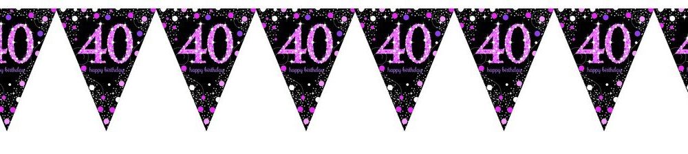 Pink Celebration 40 Prismatic Pennant Banner - Plastic - party supplies australia