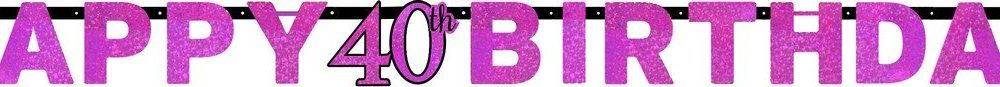 Pink Celebration 40 Prismatic Letter Banner - party supplies australia