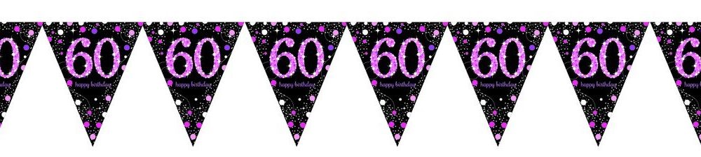 Pink Celebration 60 Prismatic Pennant Banner - Plastic - party supplies australia