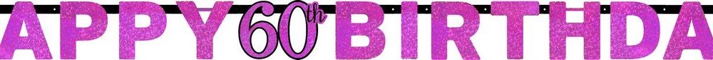 Pink Celebration 60 Prismatic Letter Banner - party supplies australia