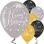 Sparkling Celebration Happy Birthday 30cm Latex Balloon - party supplies australia