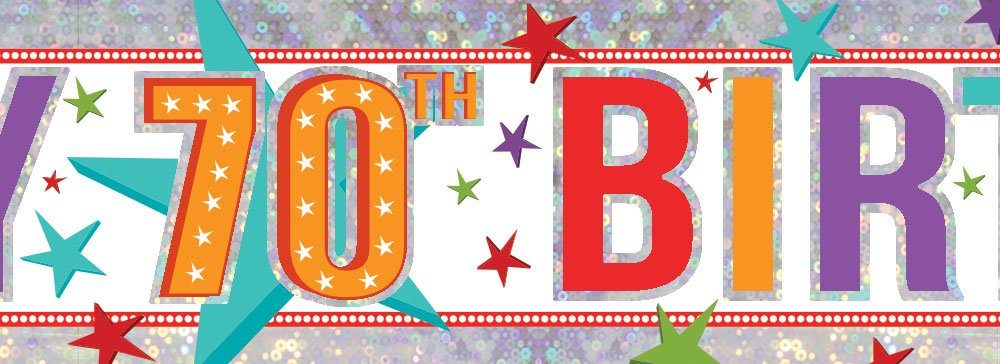 Banner Holographic Happy Birthday 70th Multi - party supplies australia