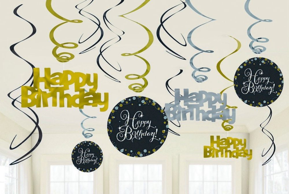 Sparkling Celebration Happy Birthday Swirls - party supplies australia