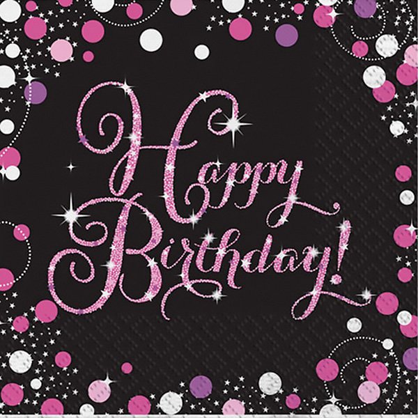 Pink Celebration Happy Birthday Lunch Napkins - party supplies australia