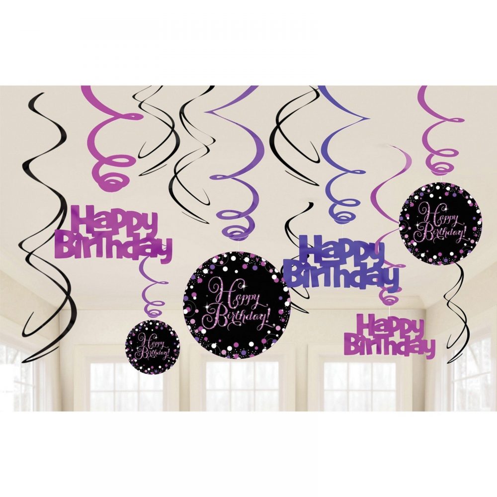 Pink Celebration Happy Birthday Swirls - party supplies australia