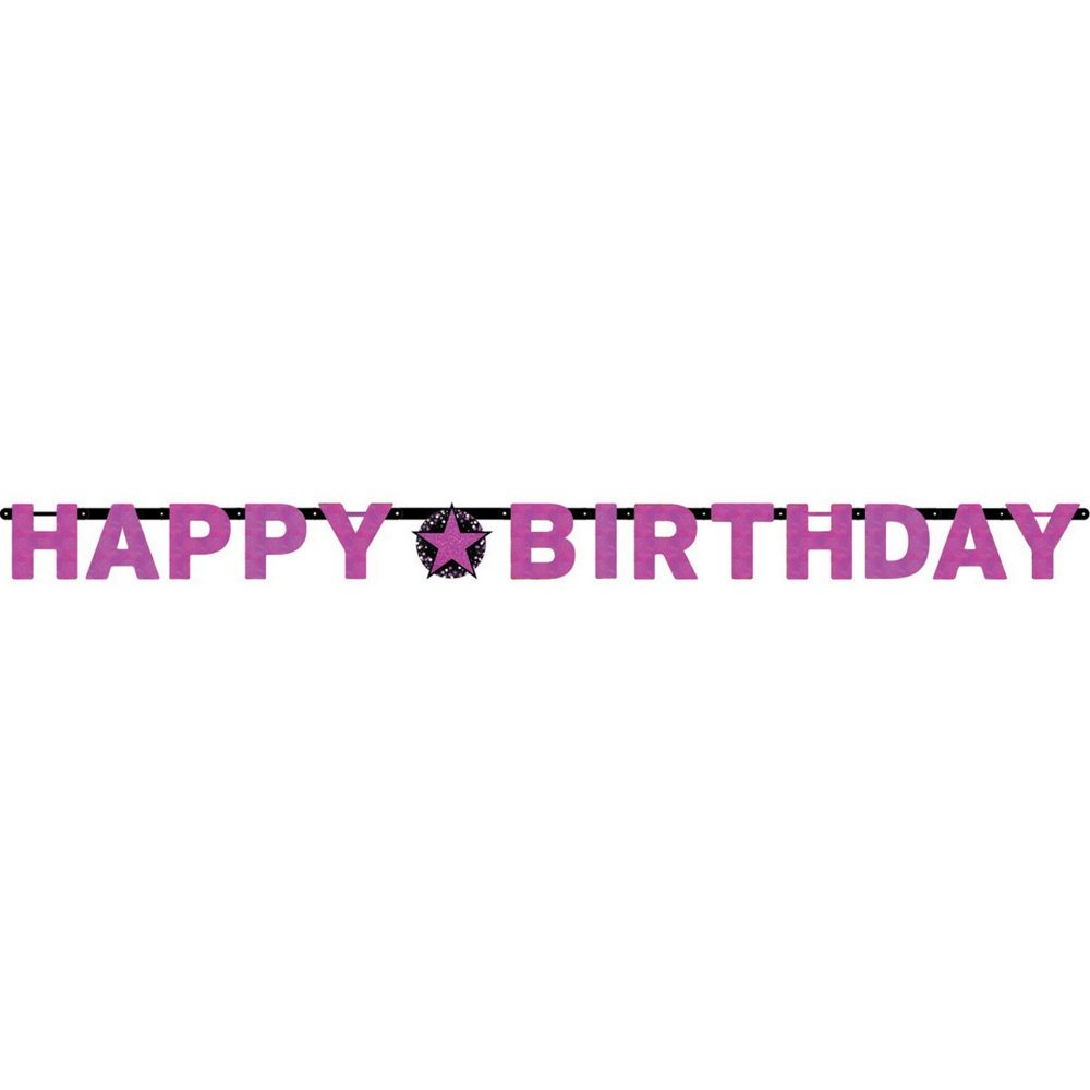 Pink Celebration Happy Birthday Letter Banner - party supplies australia