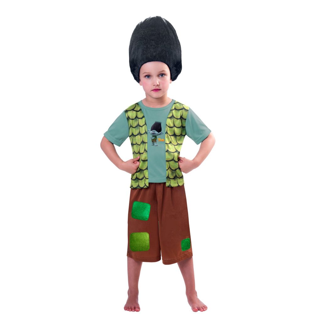 Trolls Boys Branch Costume & Wig 5-7yrs - party supplies australia