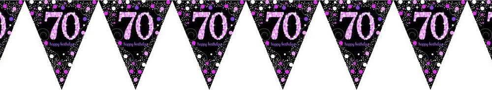 Pink Celebration 70 Prismatic Pennant Banner - Plastic - party supplies australia