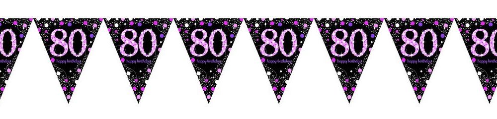 Pink Celebration 80 Prismatic Pennant Banner - Plastic - party supplies australia