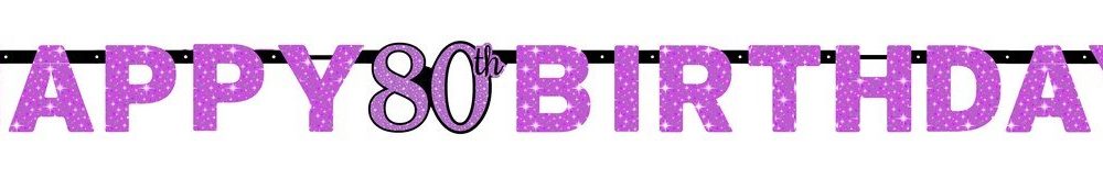 Pink Celebration 80 Prismatic Letter Banner - party supplies australia
