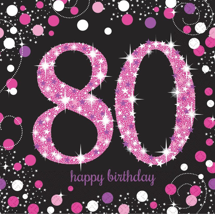 Pink Celebration 80 Lunch Napkins - party supplies australia