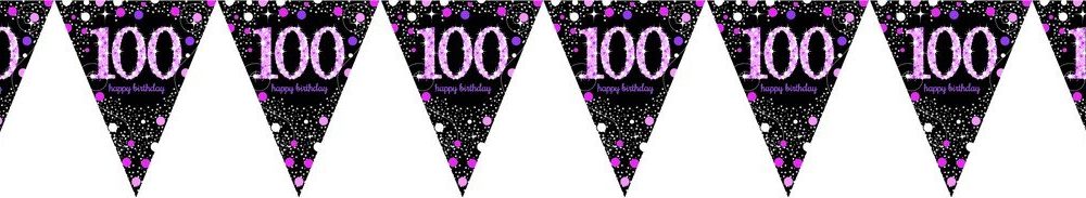 Pink Celebration 100 Prismatic Pennant Banner - Plastic - party supplies australia