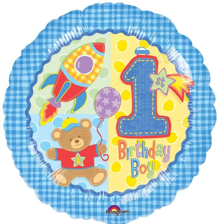 45cm Standard XL Hugs & Stitches Boy 1st Birthday S40 - party supplies australia