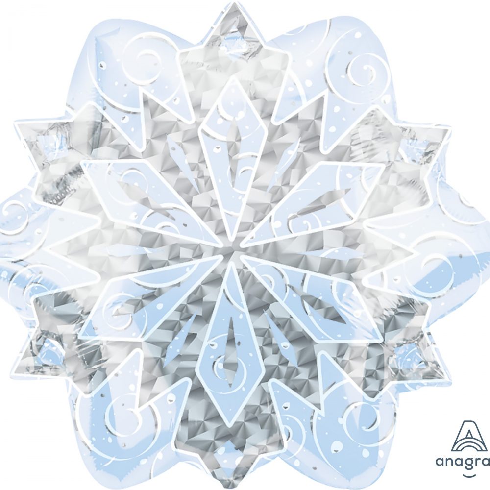 Junior Shape Holographic White & Silver Christmas Snowflake S80 - party supplies australia