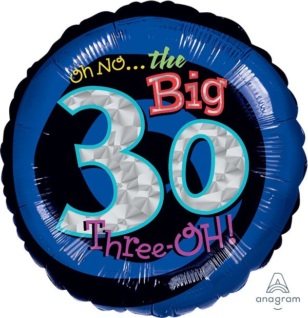 45cm Standard Holographic Oh No It's My Birthday 30 S55 - party supplies australia