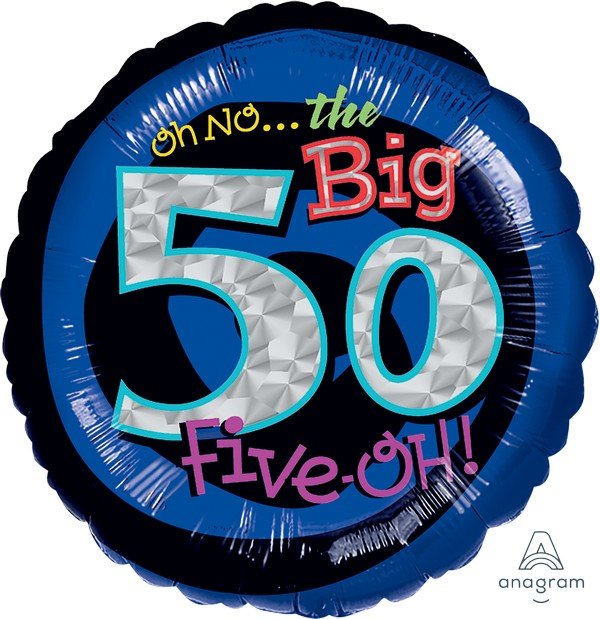 45cm Standard Holographic Oh No It's My Birthday 50 S55 - party supplies australia