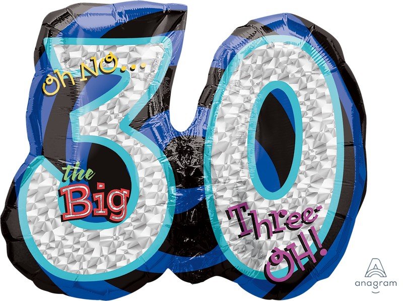 SuperShape Holographic Oh No! It's My Birthday 30 P40 - party supplies australia