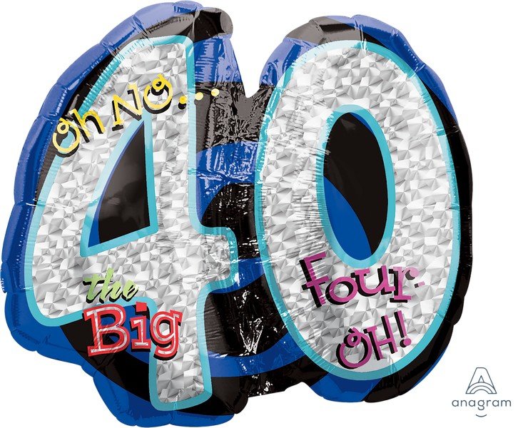 SuperShape Holographic Oh No! It's My Birthday 40 P40 - party supplies australia
