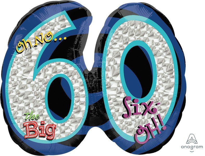SuperShape Holographic Oh No! It's My Birthday 60 P40 - party supplies australia