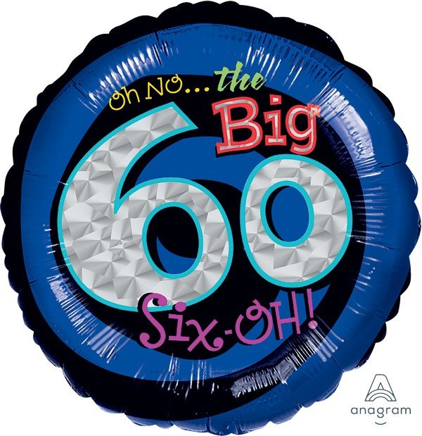 45cm Standard Holographic Oh No It's My Birthday 60 S55 - party supplies australia
