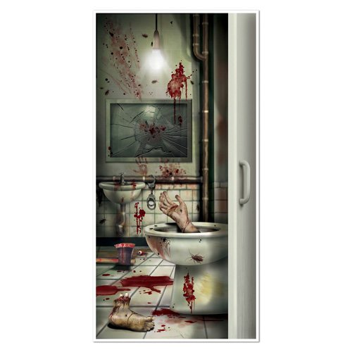Creepy Crapper Restroom Toilet Door Cover - party supplies australia