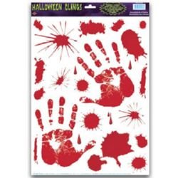 Bloody Splatters & Handprints Peel & Place Clings - party supplies australia