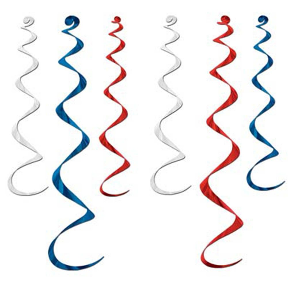 Red White & Blue Hanging Decoration Whirls - party supplies australia