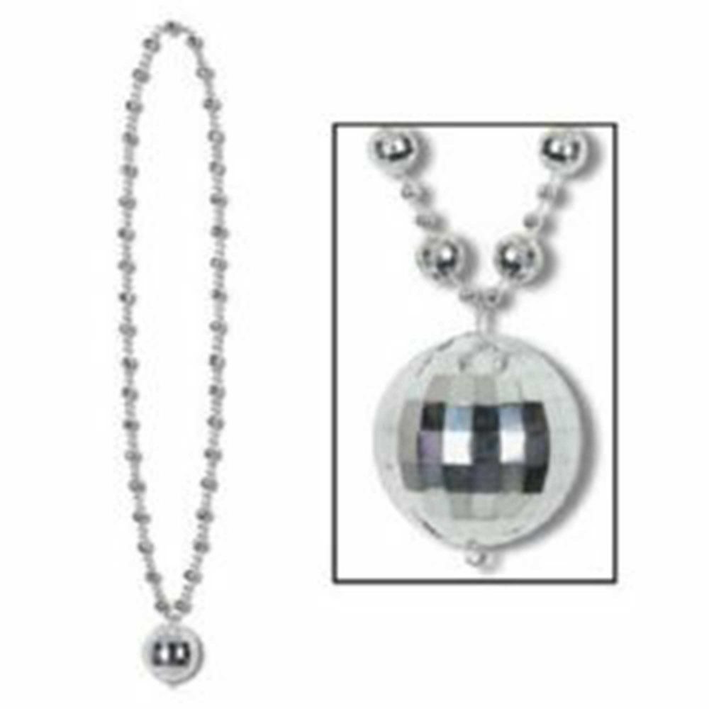 Disco Ball Beaded Necklace & Disco Ball Medallion - party supplies australia