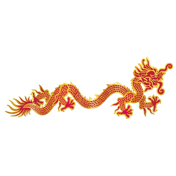 Asian Dragon Red & Gold Jointed Cutout - party supplies australia