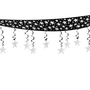 The Stars Are Out Black & Silver Ceiling Decor Hanging Decoration - party supplies australia
