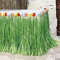 Table Skirt Artificial Green Grass & Flowers - party supplies australia