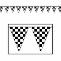 Pennant Flag Banner Black & White Checkered - party supplies australia