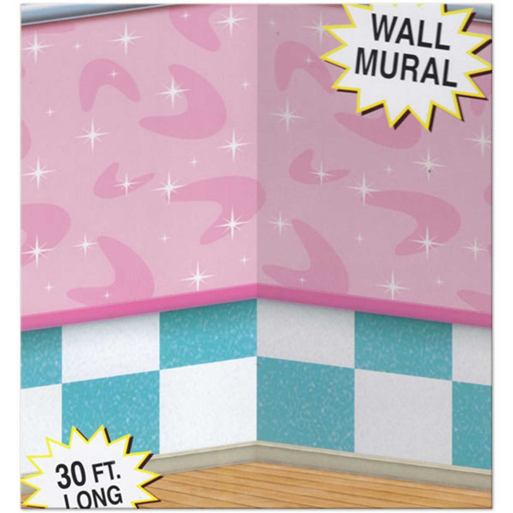 Backdrop 50's Soda Shop Scene Setter - party supplies australia