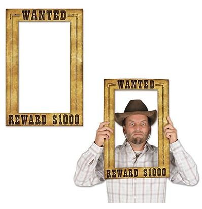 Western Wanted Reward $1000 Photo Prop Fun Frame - party supplies australia