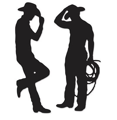 Western Cowboys Black Silhouettes Cutouts - party supplies australia