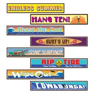 Surfer Street Signs Cutouts - party supplies australia