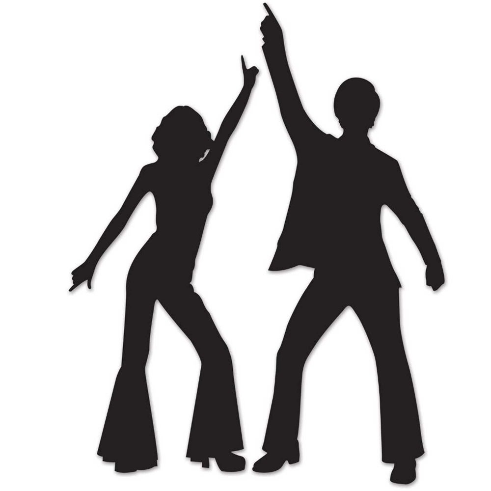 Disco Dancers Black Silhouettes Cutouts - party supplies australia