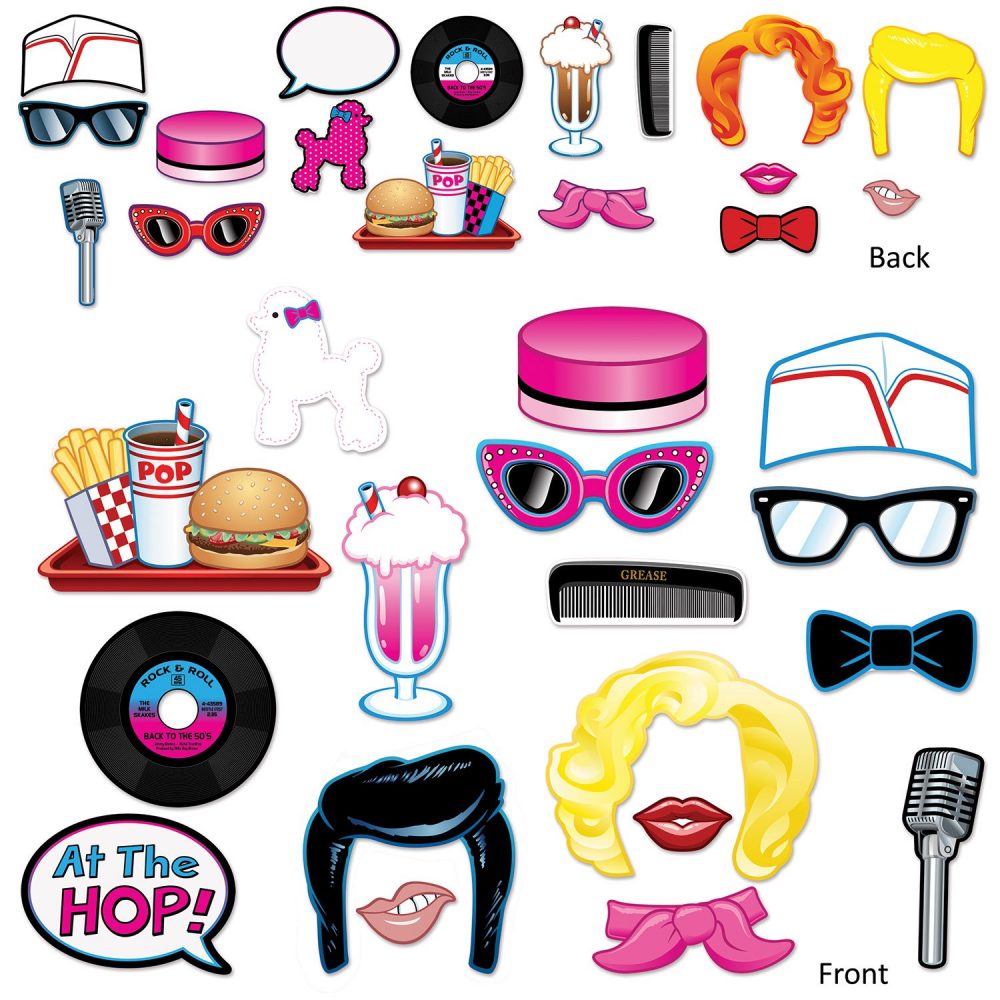 50's Rock & Roll Photo Booth Props Fun Signs - party supplies australia