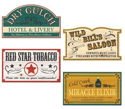 Western Old Style Signs Cutouts - party supplies australia