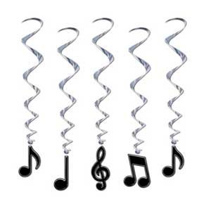 Music Notes Neon Coloured Hanging Decoration Whirls - party supplies australia